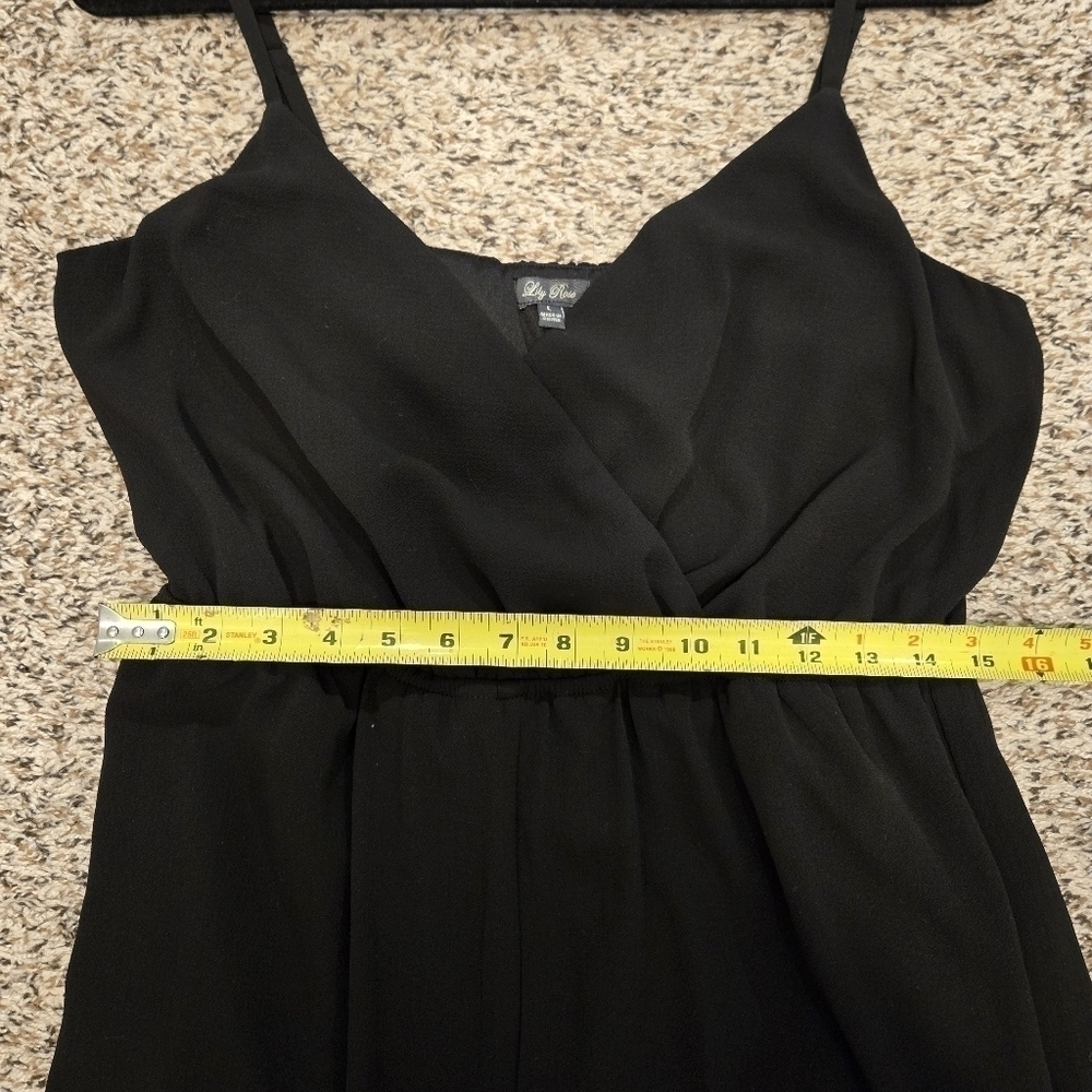 Lily Rose Black V Neck Jumpsuit With Cinch Waist Size L No Belt - Picture 14 of 16